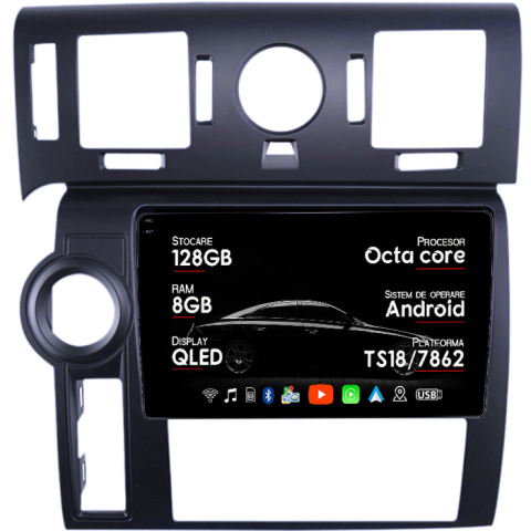 H2 2007-2009 - Navigatie dedicata Hummer H2 2007-2009, 8GB RAM 128GB ROM, Octacore, Platforma TS18, Android 13, Display QLED 9”, Suporta camera 360º, DSP, Carplay&Android Auto, SIM 4G, Ventilator Activ