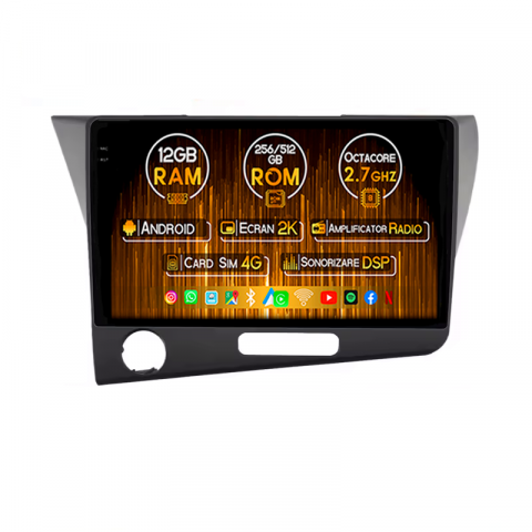 CR-Z - Navigatie dedicata CR-Z, 12GB RAM 256GB ROM, Android 13, Rezolutie 2K, Display QLED 9", DSP, Carplay&Android Auto, SIM 4G, Ventilator Activ, Suport Camere 360