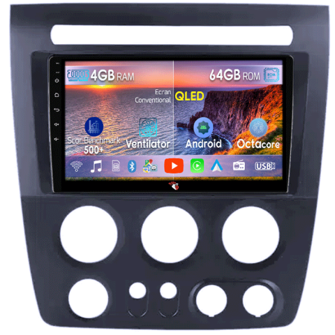Hummer - Navigatie dedicata Hummer H3 2005-2010, 4GB RAM 64GB ROM, Octacore, Android 14, Display QLED 9", DSP, Carplay&Android Auto, SIM 4G, Ventilator Activ