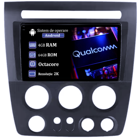 H3 2005-2010 - Navigatie dedicata Hummer H3 2005-2010, 4GB RAM 64GB ROM, Procesor Qualcomm Octacore, Android 14, Rezolutie 2K, Display QLED 9", DSP, Carplay&Android Auto, SIM 4G