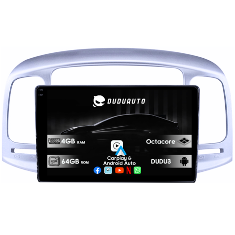 Navigatii Dedicate - Navigatie dedicata Hyundai Accent 2006-2011, DUDU3, 4GB RAM 64GB ROM, Octacore, Platforma 8581, Android, Display QLED 9", DSP, Carplay&AndroidAuto