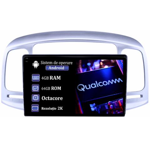 ACCENT 2006-2011 - Navigatie dedicata Hyundai Accent 2006-2011, 4GB RAM 64GB ROM, Procesor Qualcomm Octacore, Android 14, Rezolutie 2K, Display QLED 9", DSP, Carplay&Android Auto, SIM 4G