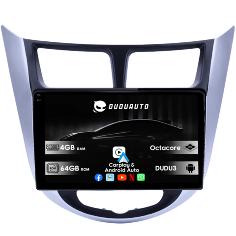 Navigatii Dedicate - Navigatie dedicata Hyundai Accent 2010-2016, DUDU3, 4GB RAM 64GB ROM, Octacore, Platforma 8581, Android, Display QLED 9", DSP, Carplay&AndroidAuto