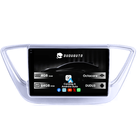 Navigatii Dedicate - Navigatie dedicata Hyundai Accent 2017-2018, DUDU3, 4GB RAM 64GB ROM, Octacore, Platforma 8581, Android, Display QLED 9", DSP, Carplay&AndroidAuto