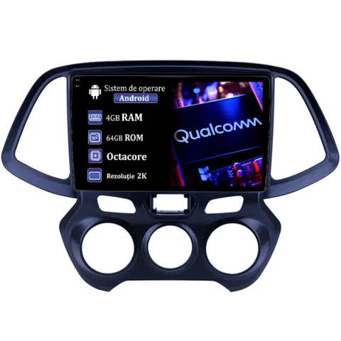 Hyundai Atos 2018+ - Navigatie dedicata Hyundai Atos 2018+, 4GB RAM 64GB ROM, Procesor Qualcomm Octacore, Android 14, Rezolutie 2K, Display QLED 9", DSP, Carplay&Android Auto, SIM 4G