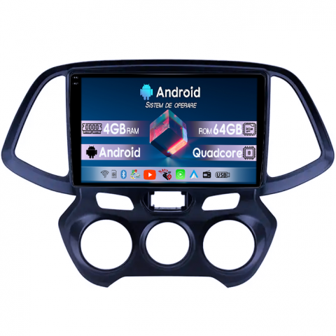 Hyundai Atos 2018+ - Navigatie dedicata Hyundai Atos 2018+, 4GB RAM 64GB ROM, Quadcore, Android 14, Display QLED 1K, 9", DSP, Carplay&Android Auto, Suport camere AHD