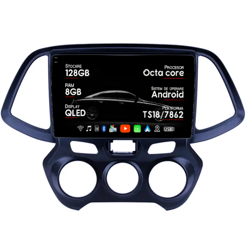Navigatii Dedicate - Navigatie dedicata Hyundai Atos 2018+, 8GB RAM 128GB ROM, Octacore, Platforma TS18, Android 14, Display QLED 9", Suporta camera 360", DSP, Carplay&Android Auto, SIM 4G, Ventilator Activ