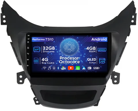 Hyundai Avante 2013-2016 - Navigatie dedicata Hyundai Avante 2013-2016, 4GB RAM 32GB ROM, Octacore, Android 14, Display QLED  9", DSP, Carplay&Android Auto, SIM 4G, Bluetooth, Ventilator Activ