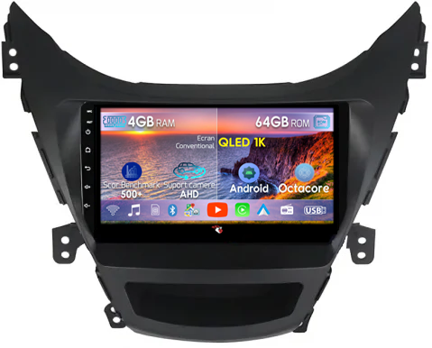 Hyundai Avante 2013-2016 - Navigatie dedicata Hyundai Avante 2013-2016, 4GB RAM 64GB ROM, Quadcore, Android 14, Display QLED  9", DSP, Carplay&Android Auto, Suport camere AHD