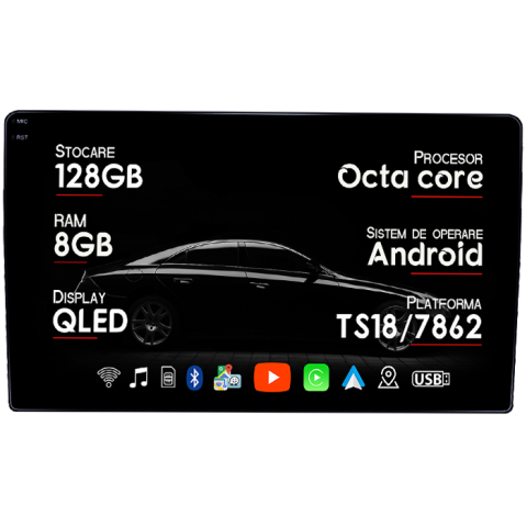 Navigatii Dedicate - Navigatie dedicata Hyundai AZERA 2006-2010, 8GB RAM 128GB ROM, Octacore, Platforma TS18, Android 13, Display QLED 9”, Suporta camera 360º, DSP, Carplay&Android Auto, SIM 4G, Ventilator Activ