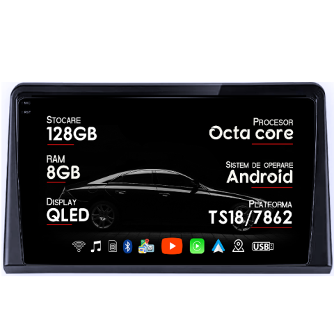 Rohens Genesis Coupe - Navigatie dedicata Hyundai Coupe 2004, 8GB RAM 128GB ROM, Octacore, Platforma TS18, Android 14, Display QLED 9", Suporta camera 360", DSP, Carplay&Android Aut