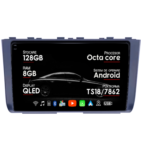Creta 2 IX25 2021 - Navigatie dedicata Hyundai Creta 2 IX25 2021, 8GB RAM 128GB ROM, Octacore, Platforma TS18, Android 13, Display QLED 9”, Suporta camera 360º, DSP, Carplay&Android Auto, SIM 4G, Ventilator Activ