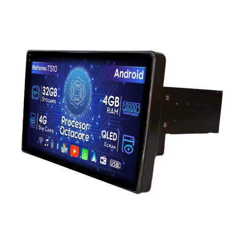 Navigatii Universale - Navigatie Universala 1DIN, 4GB RAM 32GB ROM, Octacore, Android 14, Display QLED  9", DSP, Carplay&Android Auto, SIM 4G, Bluetooth, Ventilator Activ