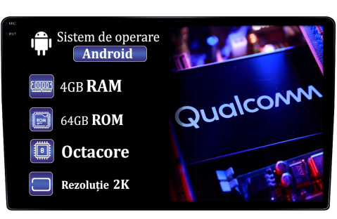 Elantra 2002-2006 - Navigatie dedicata Hyundai Elantra 2002-2006, 4GB RAM 64GB ROM, Procesor Qualcomm Octacore, Android 14, Rezolutie 2K, Display QLED 9", DSP, Carplay&Android Auto, SIM 4G