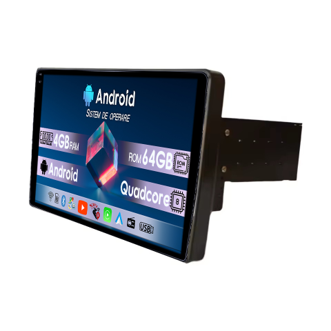 Navigatii Dedicate - Navigatie Universala 1DIN, 4GB RAM 64GB ROM, Quad Core, Display 9" QLED  Carplay, Android 14, Bluetooth, Magazin Play, Suport Camere AHD