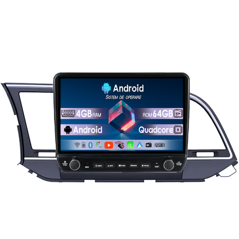 Navigatii Dedicate - Navigatie dedicata Hyundai Elantra 2016-2020 Tesla cu butoane rotative model 2024, 4GB RAM 64GB ROM, Procesor Quadcore, Android 14, Display QLED 10", DSP, Carplay&Android Auto