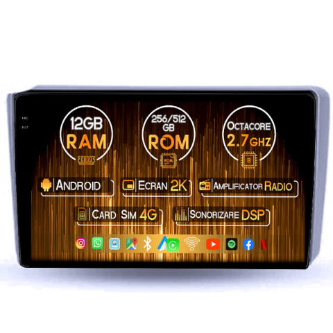 Getz 2004-2006 - Navigatie dedicata Hyundai Getz 2004-2006, 12GB RAM 256GB ROM, Android 14, Rezolutie 2K, Display QLED, 9", DSP, Carplay, Android Auto, Internet, Youtube, Waze, Wi Fi, USB