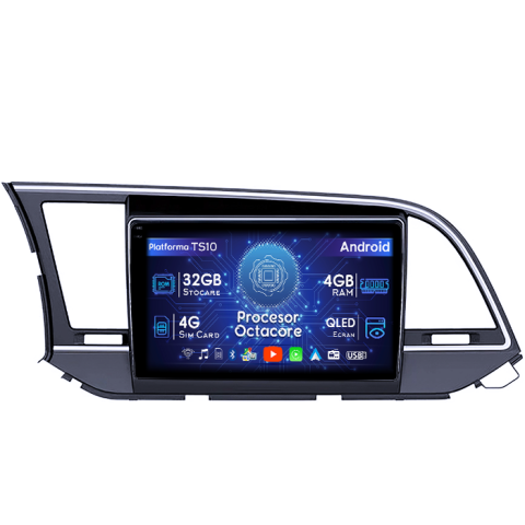 Hyundai - Navigatie dedicata Hyundai Elantra 2019, 4GB RAM 32GB ROM, Octacore, Android 14, Display QLED 1K 9", DSP, Carplay&Android Auto, SIM 4G, Bluetooth, Ventilator Activ