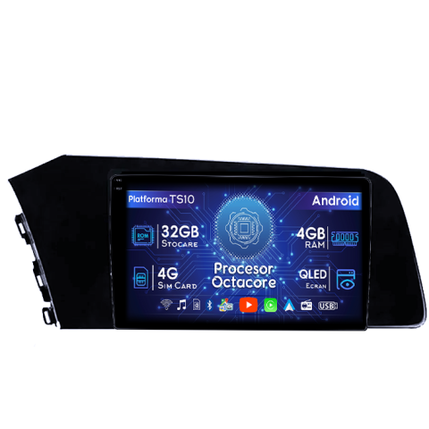 Elantra - Navigatie dedicata Hyundai Elantra 2021, 4GB RAM 32GB ROM, Octacore, Android 14, Display QLED 1K 9", DSP, Carplay&Android Auto, SIM 4G, Bluetooth, Ventilator Activ