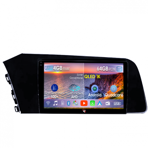 Hyundai - Navigatie dedicata Hyundai Elantra 2021, 4GB RAM 64GB ROM, Octacore, Android 14, Display QLED 1K 9", Carplay&Android Auto, SIM 4G, Ventilator Activ