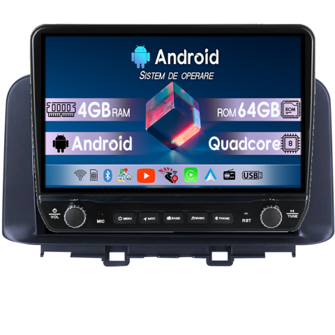 Navigatii Dedicate - Navigatie dedicata Hyundai Encino 2018-2020 Tesla cu butoane rotative model 2024, 4GB RAM 64GB ROM, Procesor Quadcore, Android 14, Display QLED 10", DSP, Carplay&Android Auto