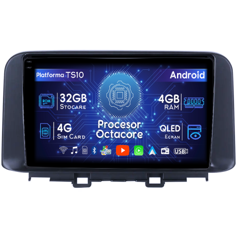 Encino 2018-2020 - Navigatie dedicata Hyundai Encino 2018-2020, 4GB RAM 32GB ROM, Octacore, Android 14, Display QLED 1K 9", DSP, Carplay&Android Auto, SIM 4G, Bluetooth, Ventilator Activ