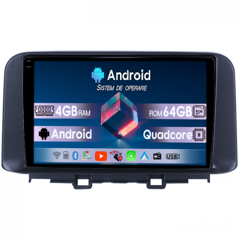 Encino 2018-2020 - Navigatie dedicata Hyundai Encino 2018-2020, 4GB RAM 64GB ROM, Quadcore, Android 14, Display QLED 1K, 9", DSP, Carplay&Android Auto, Suport camere AHD