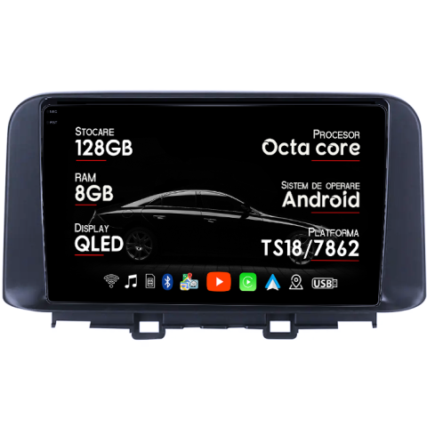 Navigatii Dedicate - Navigatie dedicata Hyundai Encino 2018-2020, 8GB RAM 128GB ROM, Octacore, Platforma TS18, Android 14, Display QLED 9", Suporta camera 360", DSP, Carplay&Android Auto, SIM 4G, Ventilator Activ