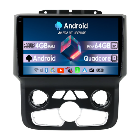 RAM 2018 - Navigatie dedicata Dodge Ram 2013-2019 Clima, 4GB RAM 64GB ROM, Quadcore, Android 14, Display QLED  9", DSP, Carplay&Android Auto, Suport camere AHD