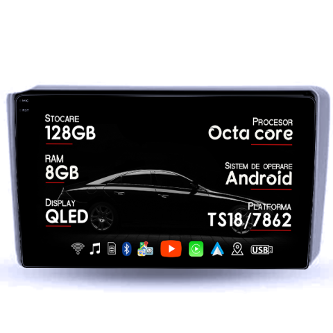 Getz 2004-2006 - Navigatie dedicata Hyundai Getz 2004-2006, 8GB RAM 128GB ROM, Octacore, Platforma TS18, Android 13, Display QLED 9”, Suporta camera 360º, DSP, Carplay&Android Auto, SIM 4G, Ventilator Activ