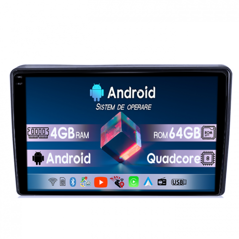 H1 2007-2015 - Navigatie dedicata Hyundai H1 2007-2015, 4GB RAM 64GB ROM, Quad Core, Display 9" QLED 1K, Carplay, Android 14, Bluetooth, Magazin Play, Suport Camere AHD