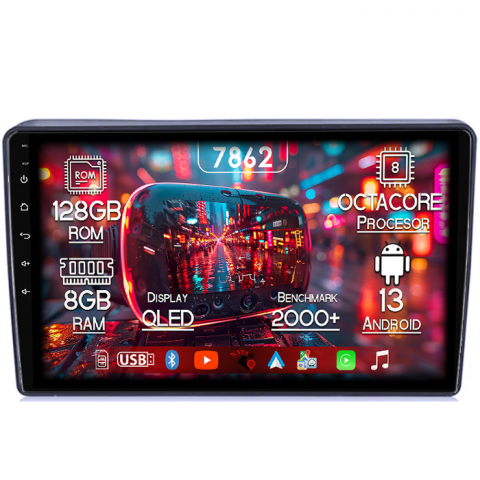 Hyundai - Navigatie dedicata Hyundai H1 2007-2015, 8GB RAM 128GB ROM, Octacore, Platforma 7862,Android 13, Display QLED 9”, Suporta camera 360º, DSP, Carplay&Android Auto, SIM 4G, Ventilator Activ