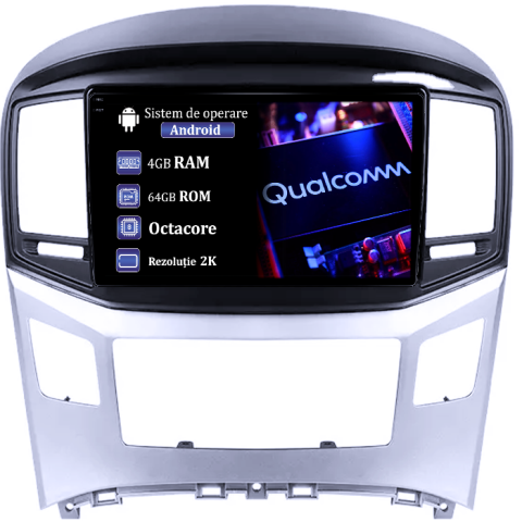 H1 2017-2018 - Navigatie dedicata Hyundai H1 2017-2018, 4GB RAM 64GB ROM, Procesor Qualcomm Octacore, Android 14, Rezolutie 2K, Display QLED 9", DSP, Carplay&Android Auto, SIM 4G