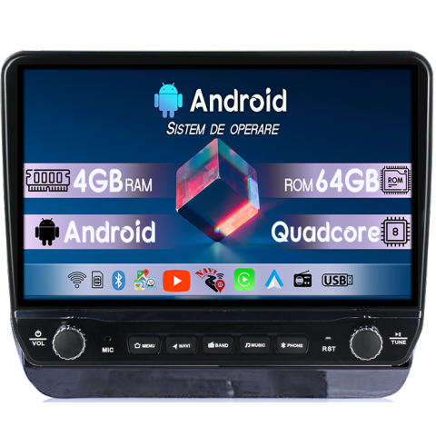 Navigatii Dedicate - Navigatie dedicata Hyundai H1 2019 Tesla cu butoane rotative model 2024, 4GB RAM 64GB ROM, Procesor Quadcore, Android 14, Display QLED 10", DSP, Carplay&Android Auto