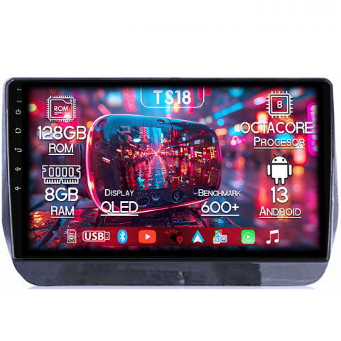 Hyundai - Navigatie dedicata Hyundai H1 2019, 8GB RAM 128GB ROM, Octacore, Platforma TS18, Android 13, Display QLED 9”, Suporta camera 360º, DSP, Carplay&Android Auto, SIM 4G, Ventilator Activ