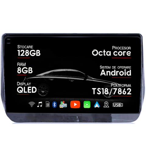 Navigatii Dedicate - Navigatie dedicata Hyundai H1 2019, 8GB RAM 128GB ROM, Octacore, Platforma TS18, Android 14, Display QLED 9", Suporta camera 360", DSP, Carplay&Android Auto, SIM 4G, Ventilator Activ