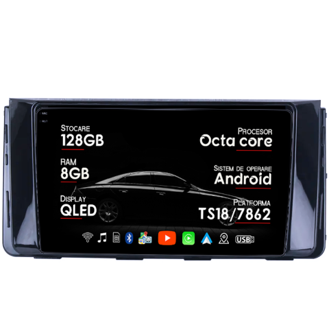 Navigatii Dedicate - Navigatie dedicata Hyundai H350, 8GB RAM 128GB ROM, Octacore, Platforma TS18, Android 13, Display QLED 9”, Suporta camera 360º, DSP, Carplay&Android Auto, SIM 4G, Ventilator Activ