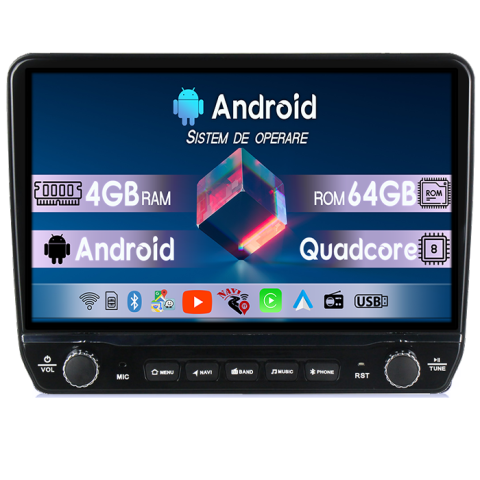 Navigatii Dedicate - Navigatie dedicata Hyundai H1 2007-2015 Tesla cu butoane rotative model 2024, 4GB RAM 64GB ROM, Procesor Quadcore, Android 14, Display QLED 10", DSP, Carplay&Android Auto