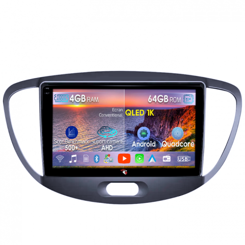 Hyundai - Navigatie dedicata Hyundai i10 2007-2013,4GB RAM 64GB ROM, Octacore, Android 14, Display QLED 1K 9", Carplay&Android Auto, SIM 4G, Ventilator Activ