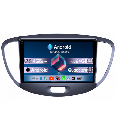 i10 2007-2013 - Navigatie dedicata Hyundai i10 2007-2013, 4GB RAM 64GB ROM, Quad Core, Display 9" QLED 1K, Carplay, Android 14, Bluetooth, Magazin Play, Suport Camere AHD