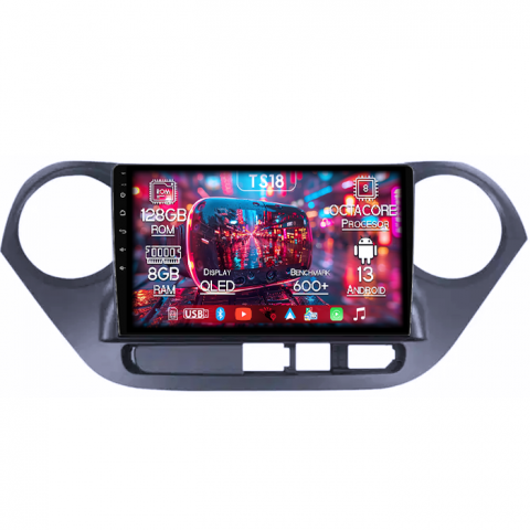 I10 2014-2017 - Navigatie dedicata Hyundai i10 2014-2017, 8GB RAM 128GB ROM, Octacore, Platforma TS18, Android 13, Display QLED 10”, Suporta camera 360º, DSP, Carplay&Android Auto, SIM 4G, Ventilator Activ