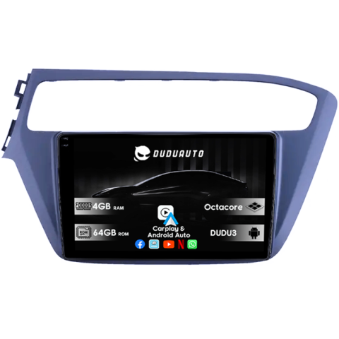 Navigatii Dedicate - Navigatie dedicata Hyundai I20 2017-2018, DUDU3, 4GB RAM 64GB ROM, Octacore, Platforma 8581, Android, Display QLED 9", DSP, Carplay&AndroidAuto