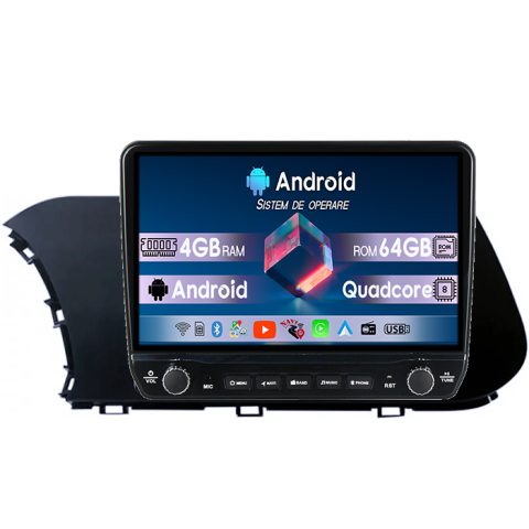 Navigatii Dedicate - Navigatie dedicata Hyundai i20 2021 Tesla cu butoane rotative model 2024, 4GB RAM 64GB ROM, Procesor Quadcore, Android 14, Display QLED 10", DSP, Carplay&Android Auto