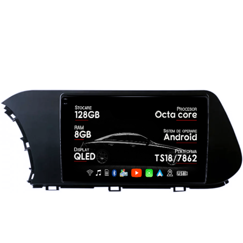 Navigatii Dedicate - Navigatie dedicata Hyundai i20 2021, 8GB RAM 128GB ROM, Octacore, Platforma TS18, Android 14, Display QLED 9", Suporta camera 360", DSP, Carplay&Android Auto, SIM 4G, Ventilator Activ