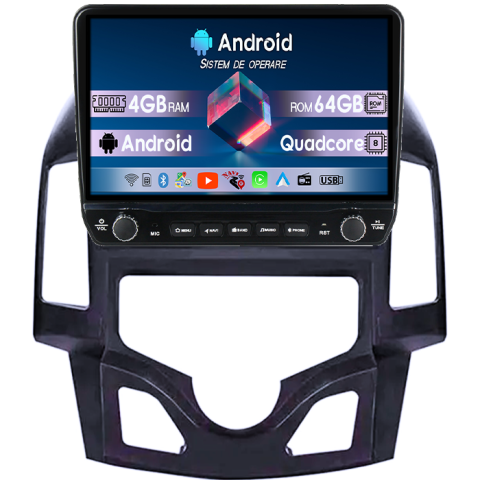 Navigatii Dedicate - Navigatie dedicata Hyundai I30 2007-2016 Tesla cu butoane rotative model 2024, 4GB RAM 64GB ROM, Procesor Quadcore, Android 14, Display QLED 10", DSP, Carplay&Android Auto