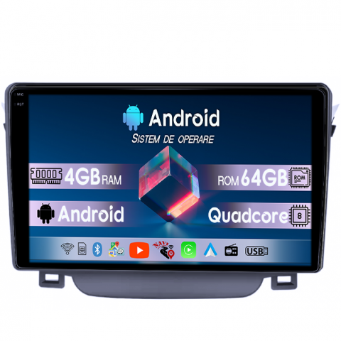I30 2011-2017 - Navigatie dedicata Hyundai I30 2011-2015, 4GB RAM 64GB ROM, Quad Core, Display 9" QLED 1K, Carplay, Android 14, Bluetooth, Magazin Play, Suport Camere AHD