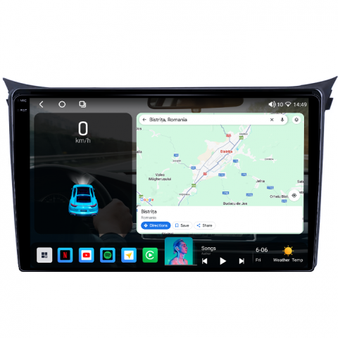 Navigatie dedicata Hyundai i30 2011-2017, 4GB RAM 64GB ROM, Octacore, Android 14, Display QLED 1K 9", Carplay&Android Auto, SIM 4G, Ventilator Activ [1]