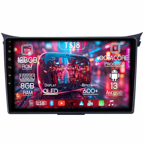 I30 2011-2017 - Navigatie dedicata Hyundai I30 2011-2017, 8GB RAM 128GB ROM, Octacore, Platforma TS18, Android 13, Display QLED 9”, Suporta camera 360º, DSP, Carplay&Android Auto, SIM 4G, Ventilator Activ
