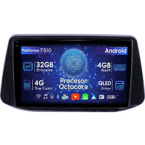Hyundai - Navigatie dedicata Hyundai I30 2018, 4GB RAM 32GB ROM, Octacore, Android 14, Display QLED 1K 9", DSP, Carplay&Android Auto, SIM 4G, Bluetooth, Ventilator Activ