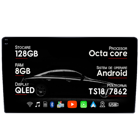 I40 2016 - Navigatie dedicata Hyundai i40 2016, 8GB RAM 128GB ROM, Octacore, Platforma TS18, Android 13, Display QLED 9”, Suporta camera 360º, DSP, Carplay&Android Auto, SIM 4G, Ventilator Activ